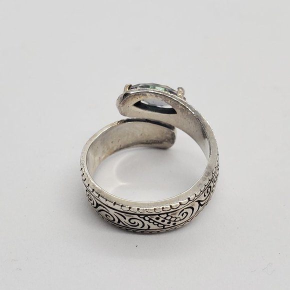 Vintage Sterling Silver & Blue Topaz, adjustable - Picture 3 of 4